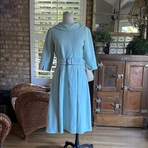 KAREN MILLEN PETITE STRUCTURED CREPE ROLL NECK DIP HEM MIDI DRESS 8 NEW